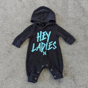 Hurley Ribbed Waffle Knit Baby Boy Romper Size 3 Months Hey Ladies Monster